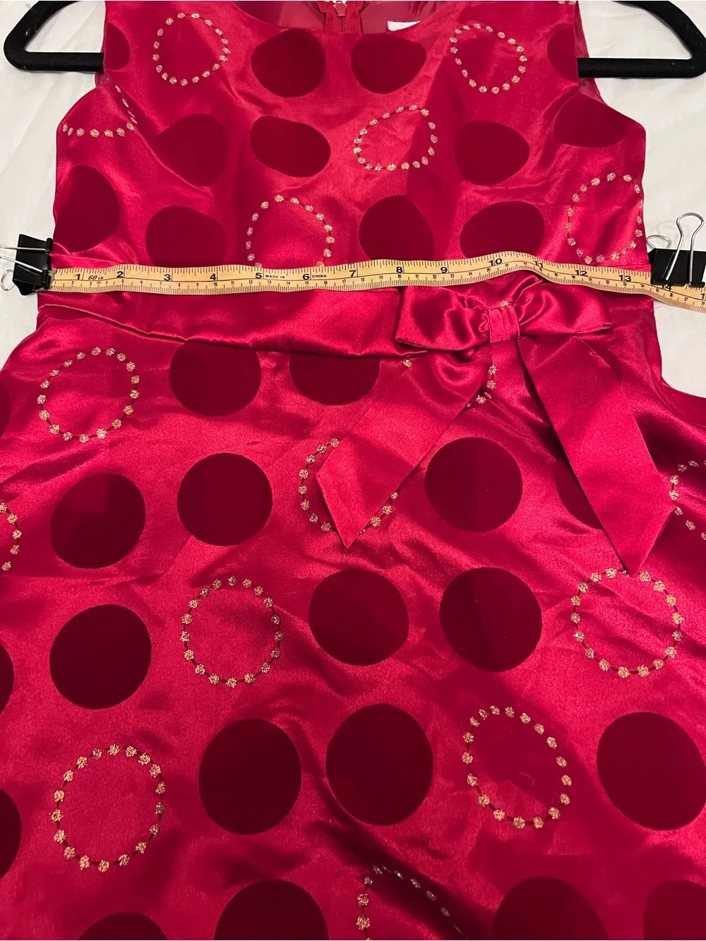 Rare Editions Slim 10/12 Velvet and Glittered Sequins Polka Dot Holiday Dress